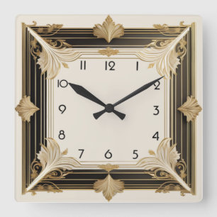 Art Deco Square Wall Clock