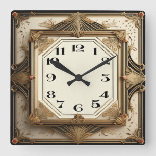 Art Deco Square Wall Clock