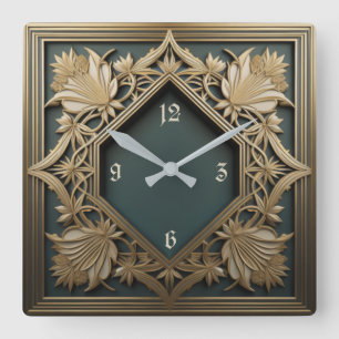 Art Deco Square Wall Clock