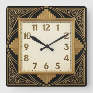 Art Deco Square Wall Clock