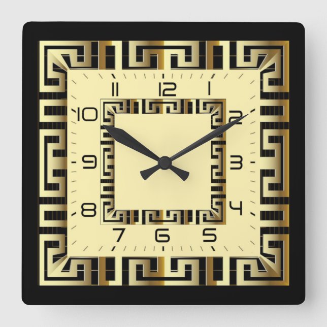 Art Deco Square Wall Clock (Front)