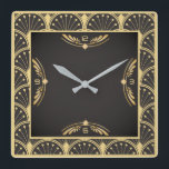 Art Deco Square Wall Clock<br><div class="desc">Great clock design. You will love it like others. be free to use this design for other product you like or to customise and add your text. Follow me for more. Thank you. Have a nice day.</div>