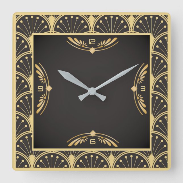 Art Deco Square Wall Clock (Front)