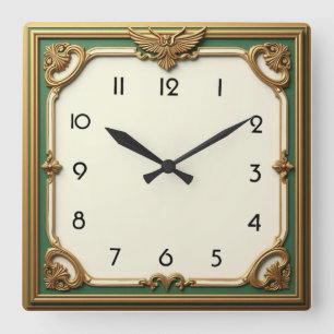 Art Deco Square Wall Clock