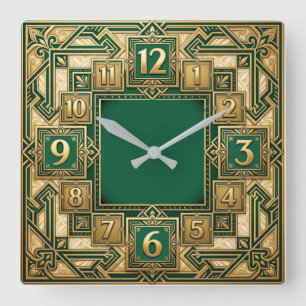 Art Deco Square Wall Clock