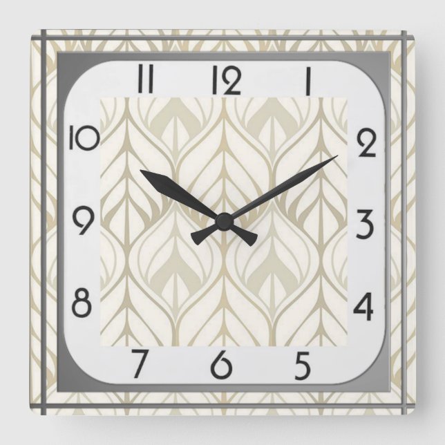 Art Deco Square Wall Clock (Front)