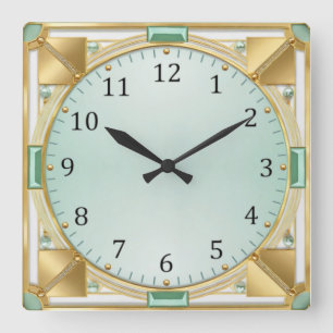 Art Deco Square Wall Clock