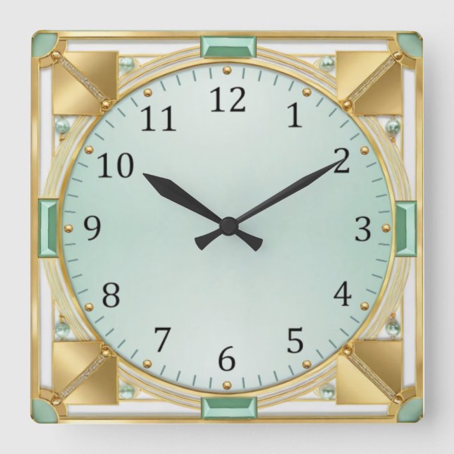 Art Deco Square Wall Clock (Front)