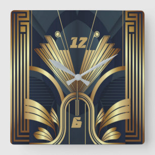 Art Deco Square Wall Clock