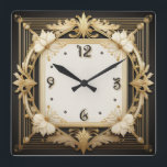 Art Deco Square Wall Clock<br><div class="desc">Great clock design. You will love it like others. Be free to use this design for other product you like or to customise and add your text. Follow me for more. Thank you. Have a nice day.</div>