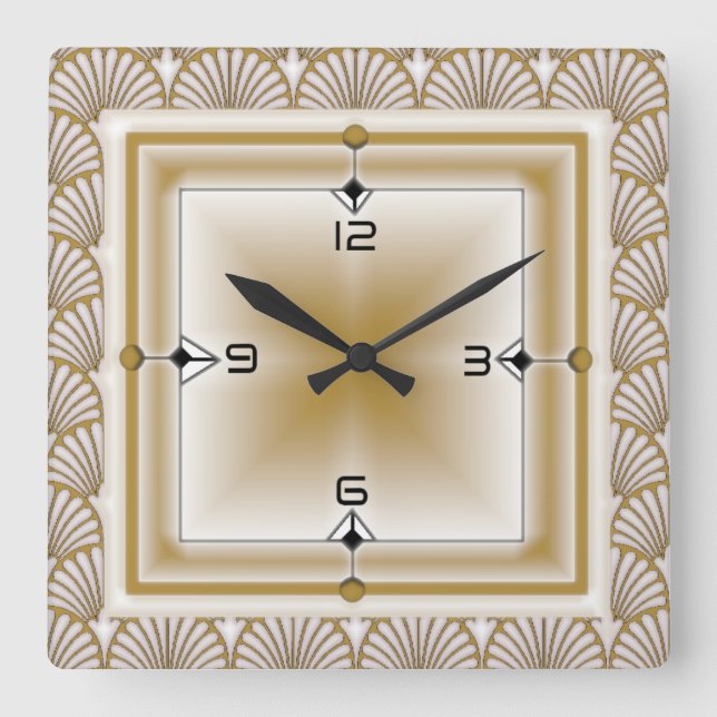 Art Deco Square Wall Clock (Front)