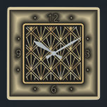 Art Deco Square Wall Clock<br><div class="desc">Great design. You will love it like others. Be free to use this design for other product or to add your text. Follow me for more. Thank you. Have a nice day.</div>