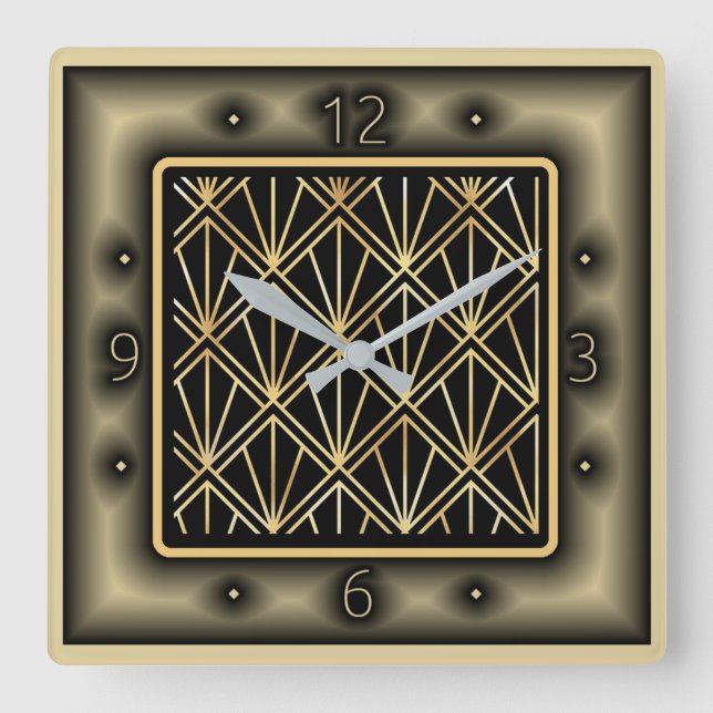 Art Deco Square Wall Clock (Front)