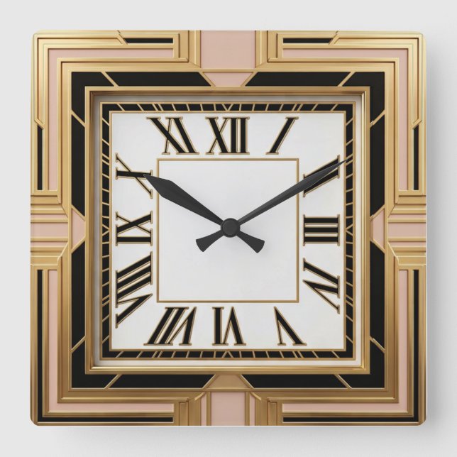 Art Deco Square Wall Clock (Front)