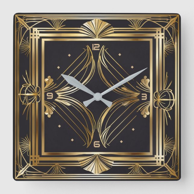 Art Deco Square Wall Clock (Front)
