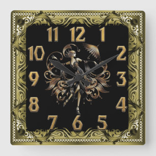 Art Deco Square Wall Clock