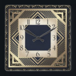 Art Deco Square Wall Clock<br><div class="desc">Great clock design. You will love it like others. Be free to use this design for other product you like or to customise and add your text. Follow me for more. Thank you. have a nice day.</div>