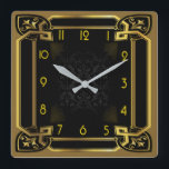 Art Deco Square Wall Clock<br><div class="desc">Great clock design. You will love it like others. Be free to use this design for other product you like or to customise and add your text. Follow me for more. Thank you. Have a nice day.</div>