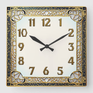 Art Deco Square Wall Clock