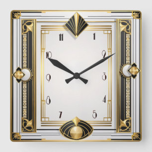 Art Deco Square Wall Clock