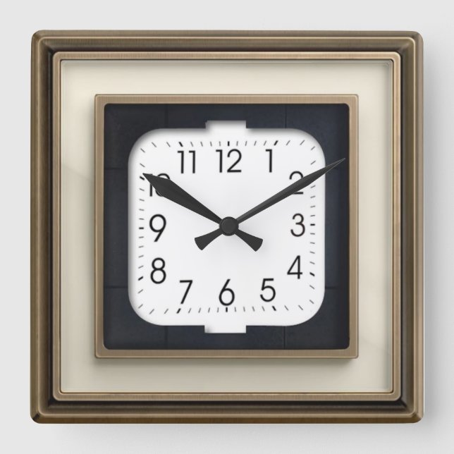 Art Deco Square Wall Clock (Front)