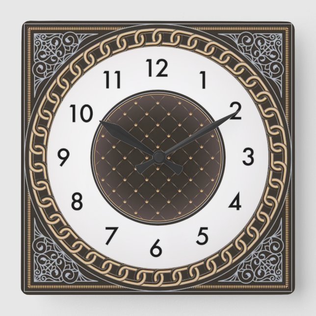 Art Deco Square Wall Clock (Front)