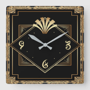 Art Deco Square Wall Clock