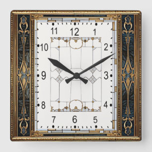 Art Deco Square Wall Clock