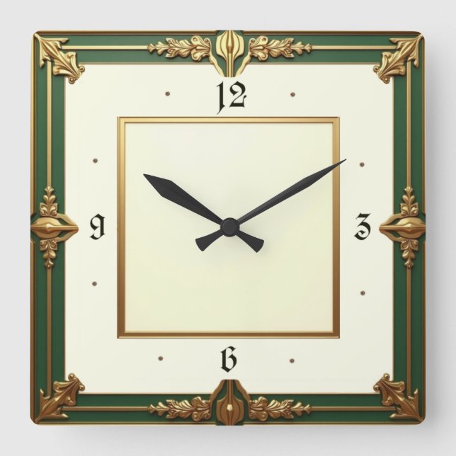 Art Deco Square Wall Clock (Front)