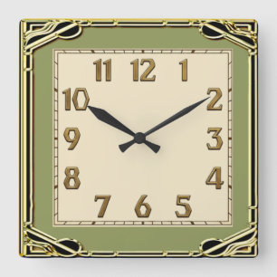 Art Deco Square Wall Clock