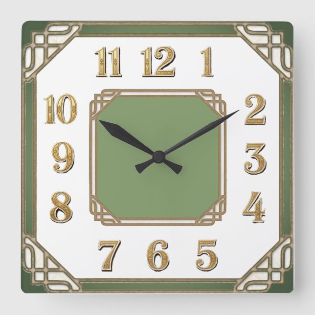 Art Deco Square Wall Clock (Front)