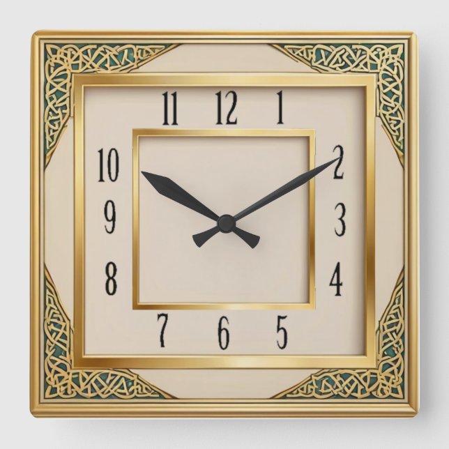 Art Deco Square Wall Clock (Front)
