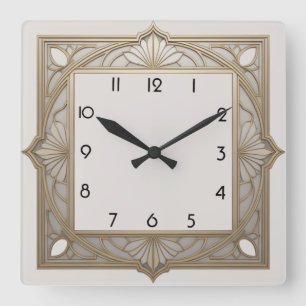 Art Deco Square Wall Clock