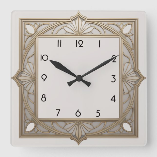 Art Deco Square Wall Clock (Front)