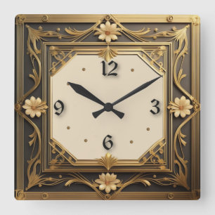 Art Deco Square Wall Clock