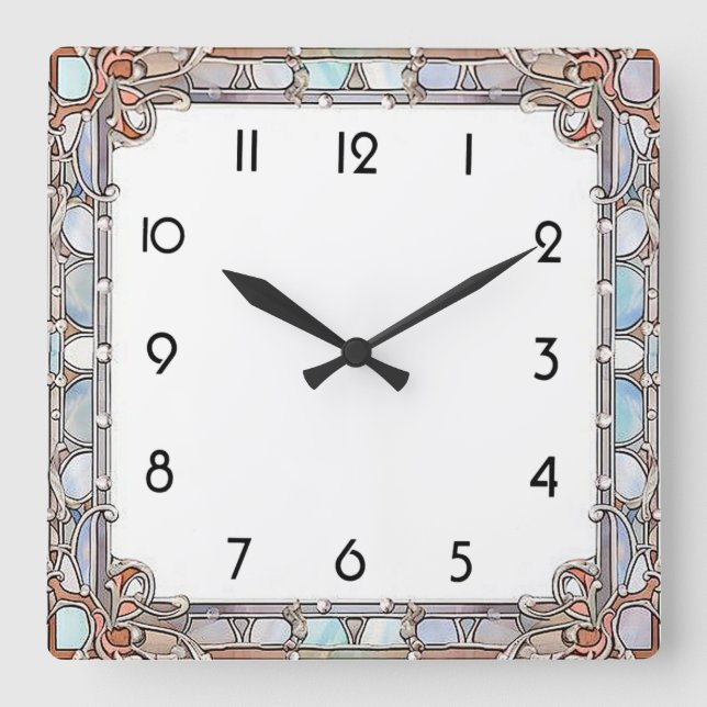 Art Deco Square Wall Clock (Front)