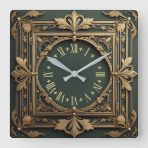 Art Deco Square Wall Clock