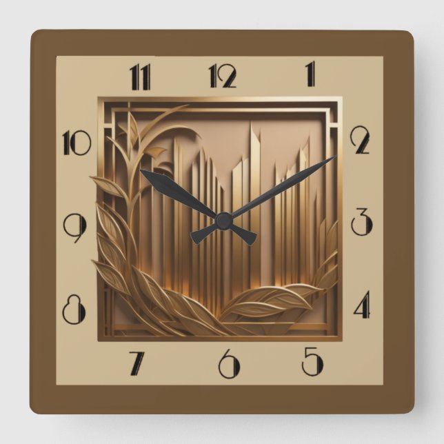 Art Deco Square Wall Clock (Front)