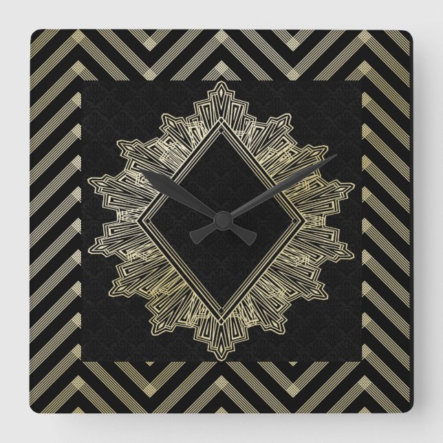 Art Deco Square Wall Clock (Front)