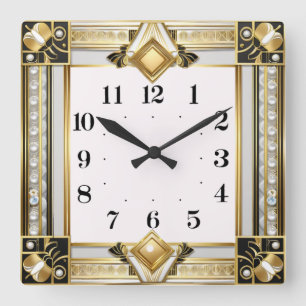 Art Deco Square Wall Clock