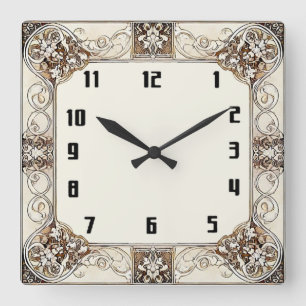 Art Deco Square Wall Clock