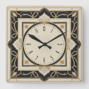Art Deco Square Wall Clock