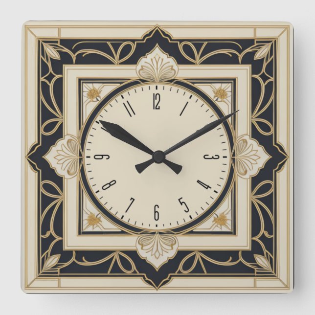 Art Deco Square Wall Clock (Front)
