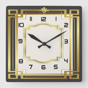 Art deco square wall clock