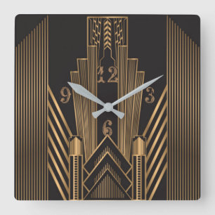 Art Deco Square Wall Clock
