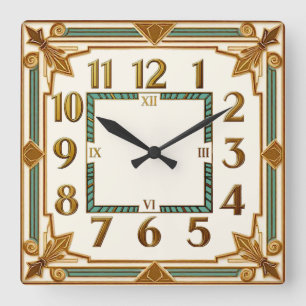 Art Deco Square Wall Clock