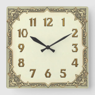 Art Deco Square Wall Clock
