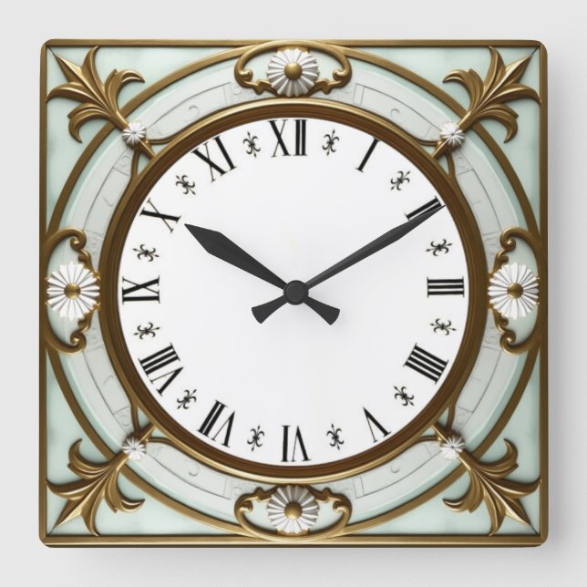 Art Deco Square Wall Clock (Front)