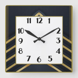 Art Deco Square Wall Clock
