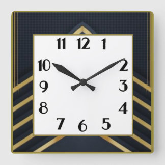 Art Deco Square Wall Clock